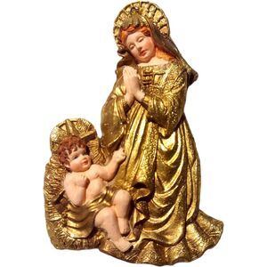Vintage Ornate Gold Guild Regency Virgin Mary & Child Ornament Detailed 5" Gift